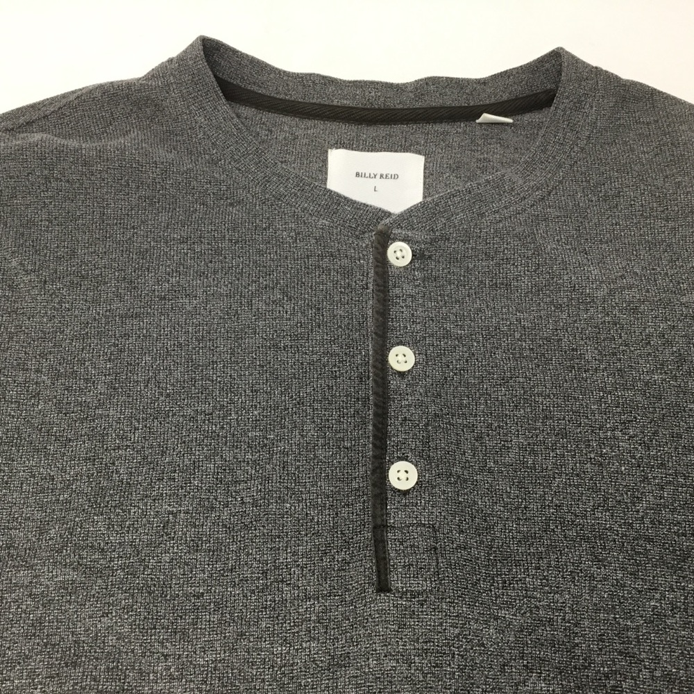 Billy Reid Men's Gray Heathered Long Sleeve Henley Shirt Size L Classic - Picture 4 of 11